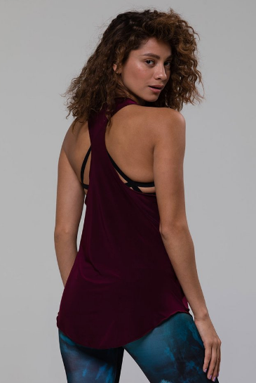 Image Title Onzie Glossy Flow Tank - Burgundy